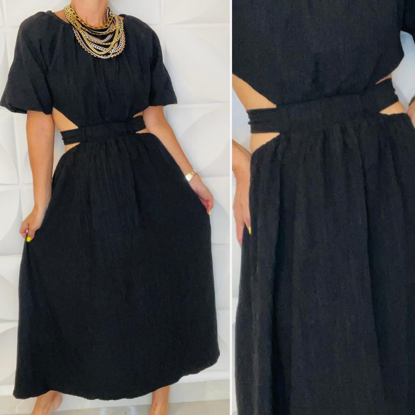 Traje negro mangas 3/4