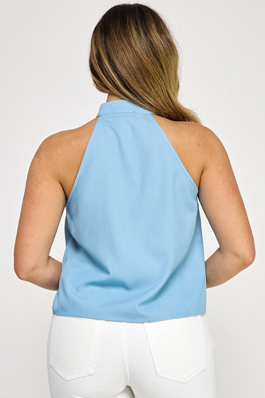 Maite Sleeveless Front Bow Top