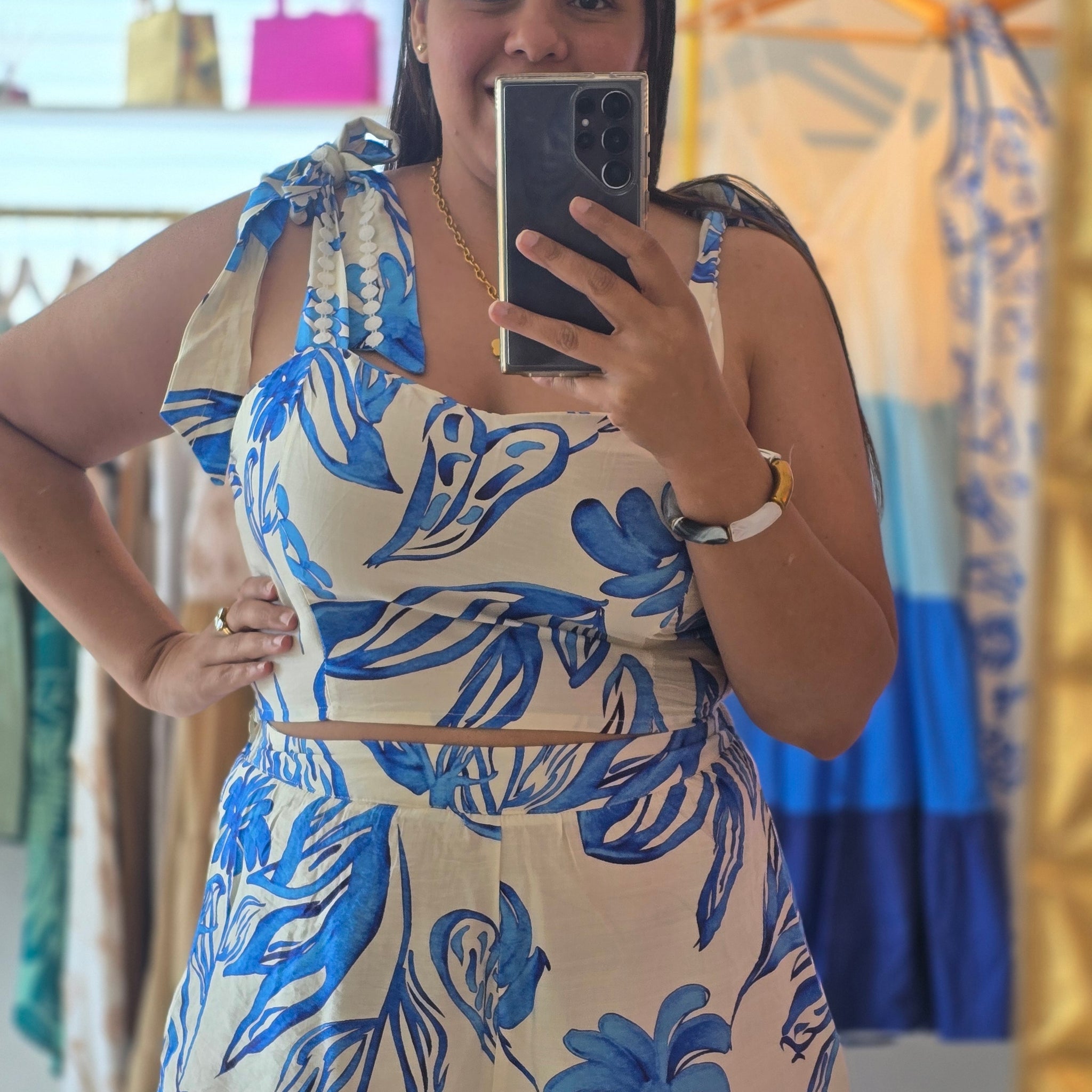 Mali Sleeveless Shoulder Top with Shorts Set