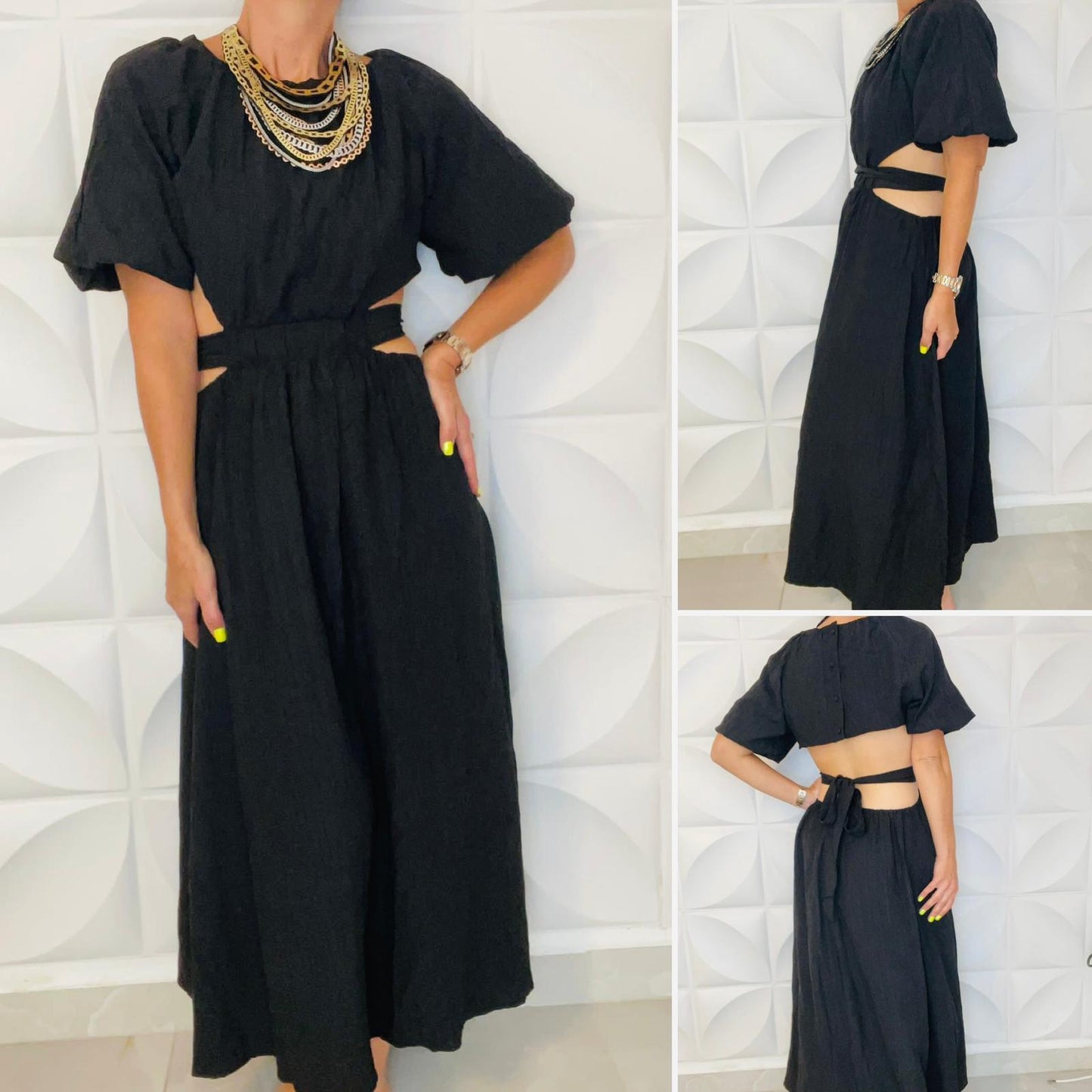 Traje negro mangas 3/4