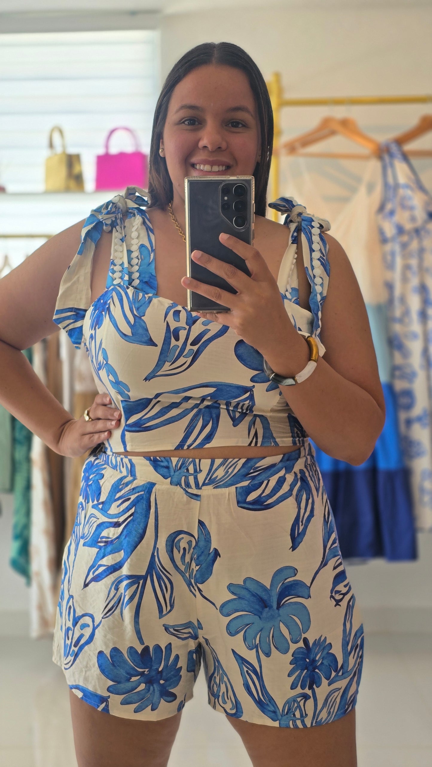 Mali Sleeveless Shoulder Top with Shorts Set