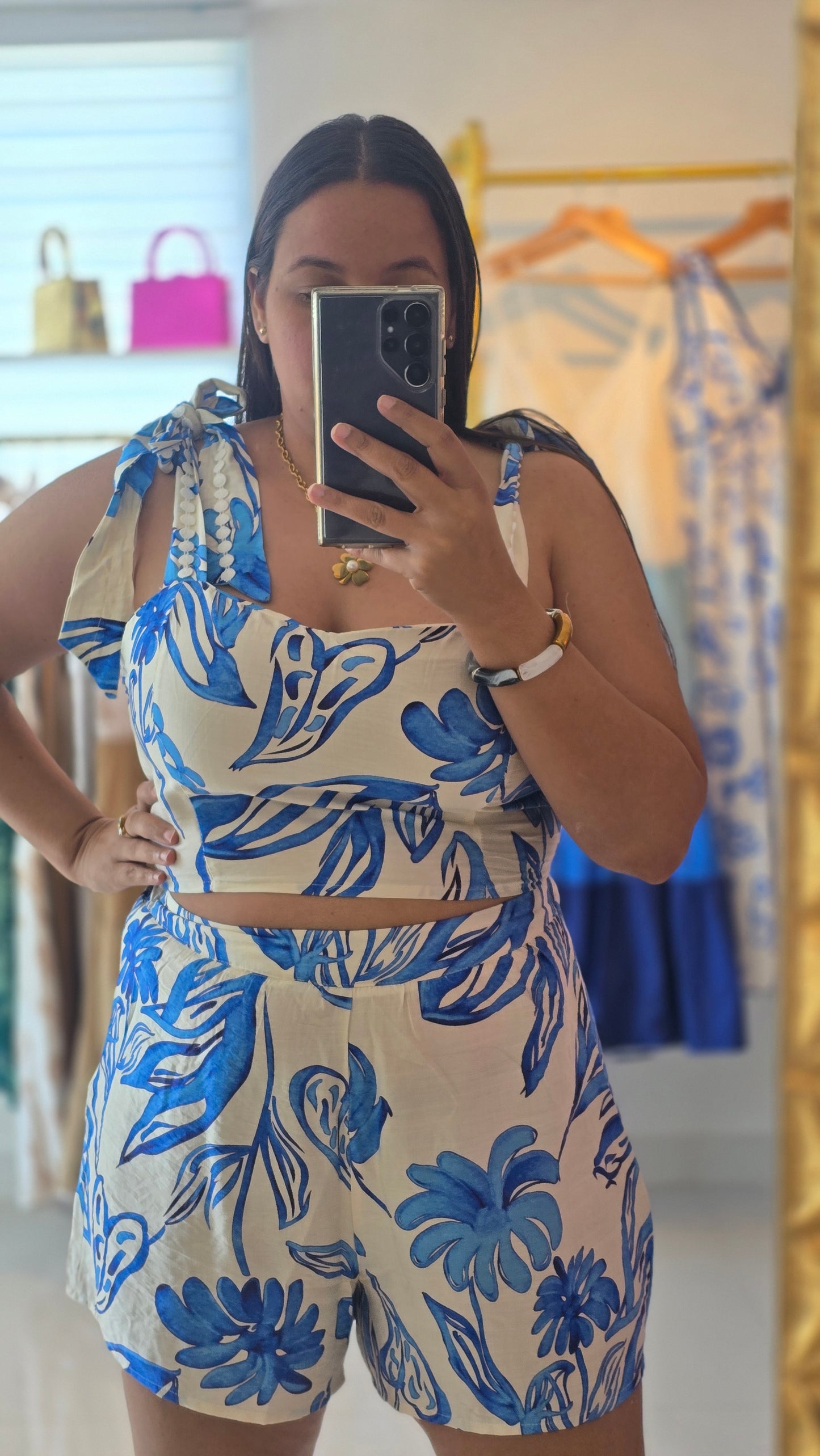Mali Sleeveless Shoulder Top with Shorts Set