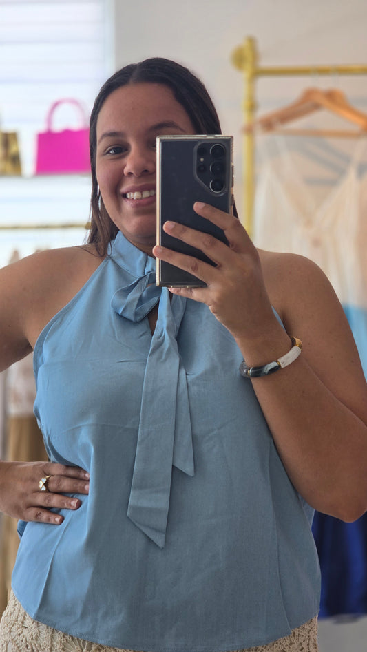 Maite Sleeveless Front Bow Top