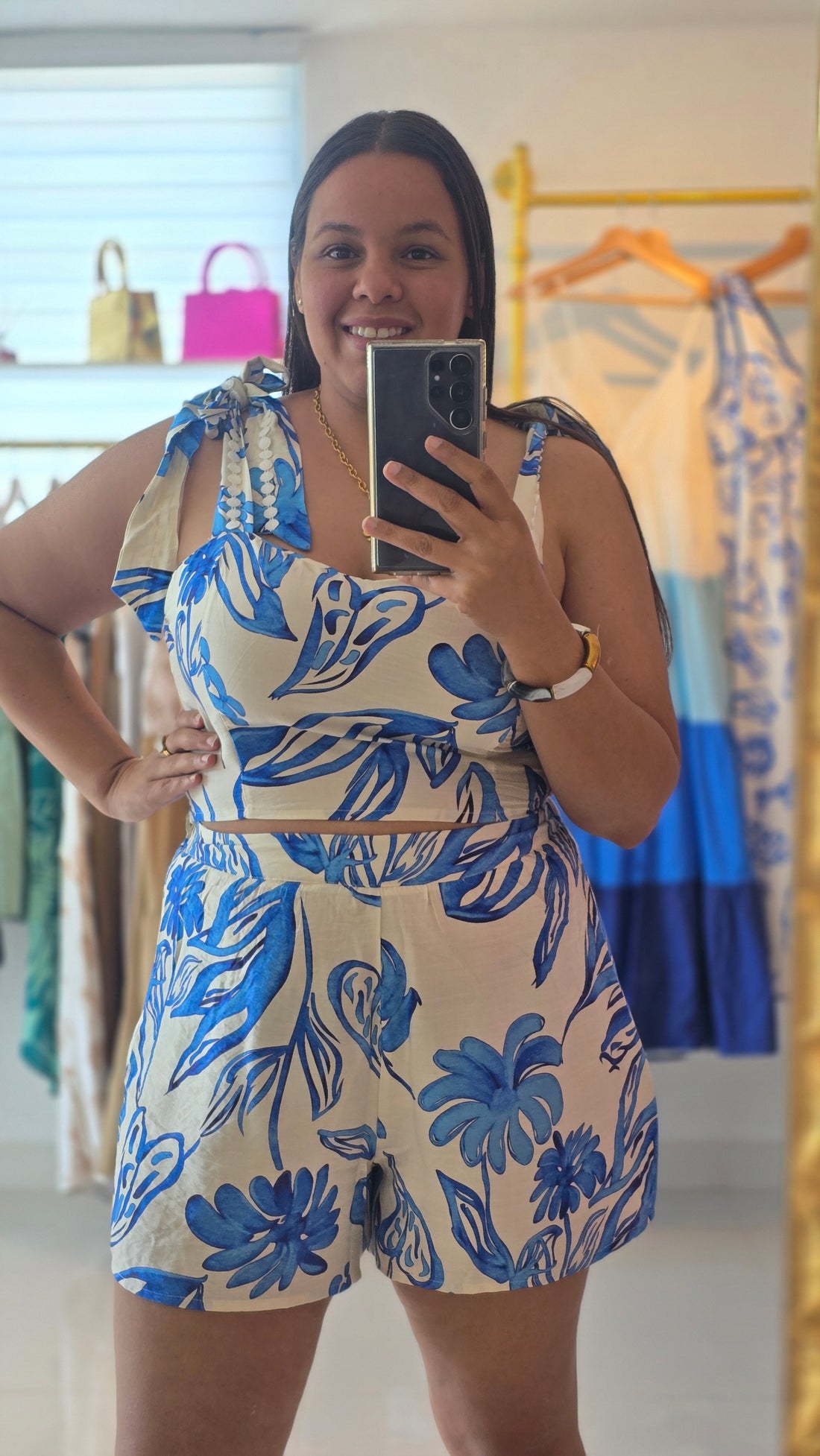 Mali Sleeveless Shoulder Top with Shorts Set