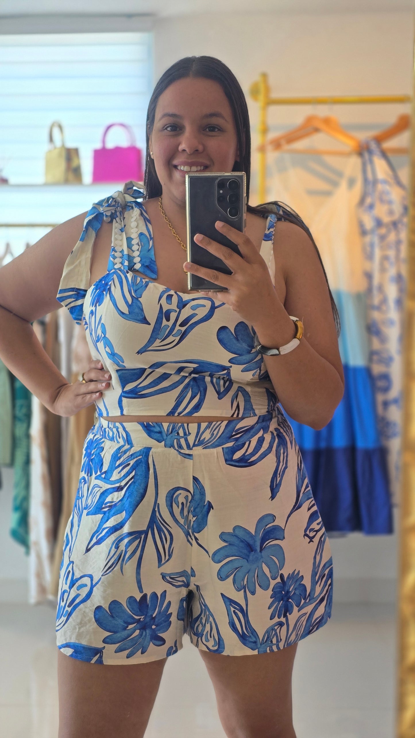 Mali Sleeveless Shoulder Top with Shorts Set